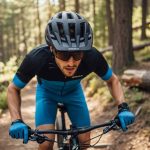 Adult cyclist wearing the Bavilk multi-sport helmet on a mountain trail, showcasing adjustable fit and ventilation ports