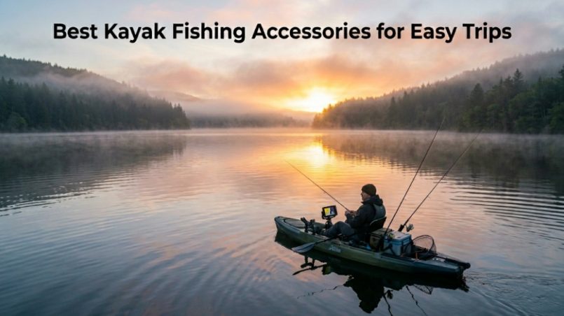 Kayak fishing setup with adjustable kayak rod mounts and portable rod holders