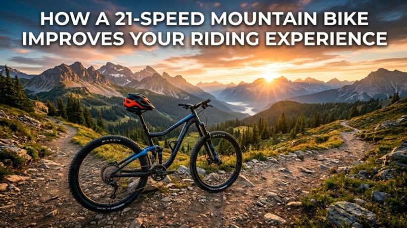 Featured image showing a mountain bike against a mountain backdrop with the title text overlaid at the top.
